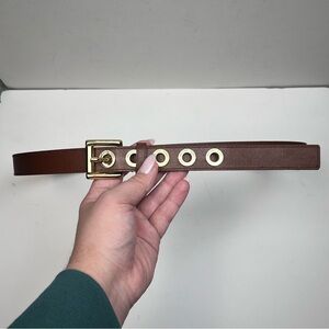 MICHAEL MICHAEL KORS Belt Size Extra Large, Brown Leather Belt with Gold Details